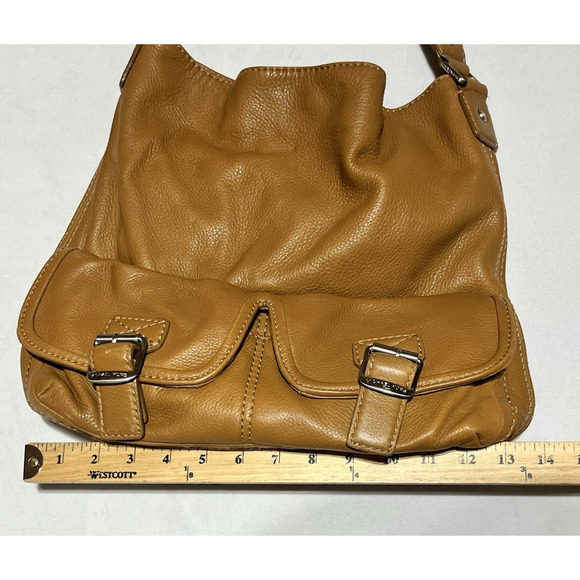 Michael Kors Leather Double Buckle Hobo Saddle Bag Brown Slouchy Satchel Handbag - Picture 4 of 13